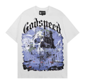 Kaylashop rendy Brand Export God&Speed Skull Letter Pattern Printed Short-Sleeved T-Shirt for Men and Women High Street Hip-Hop Half-Sleeve