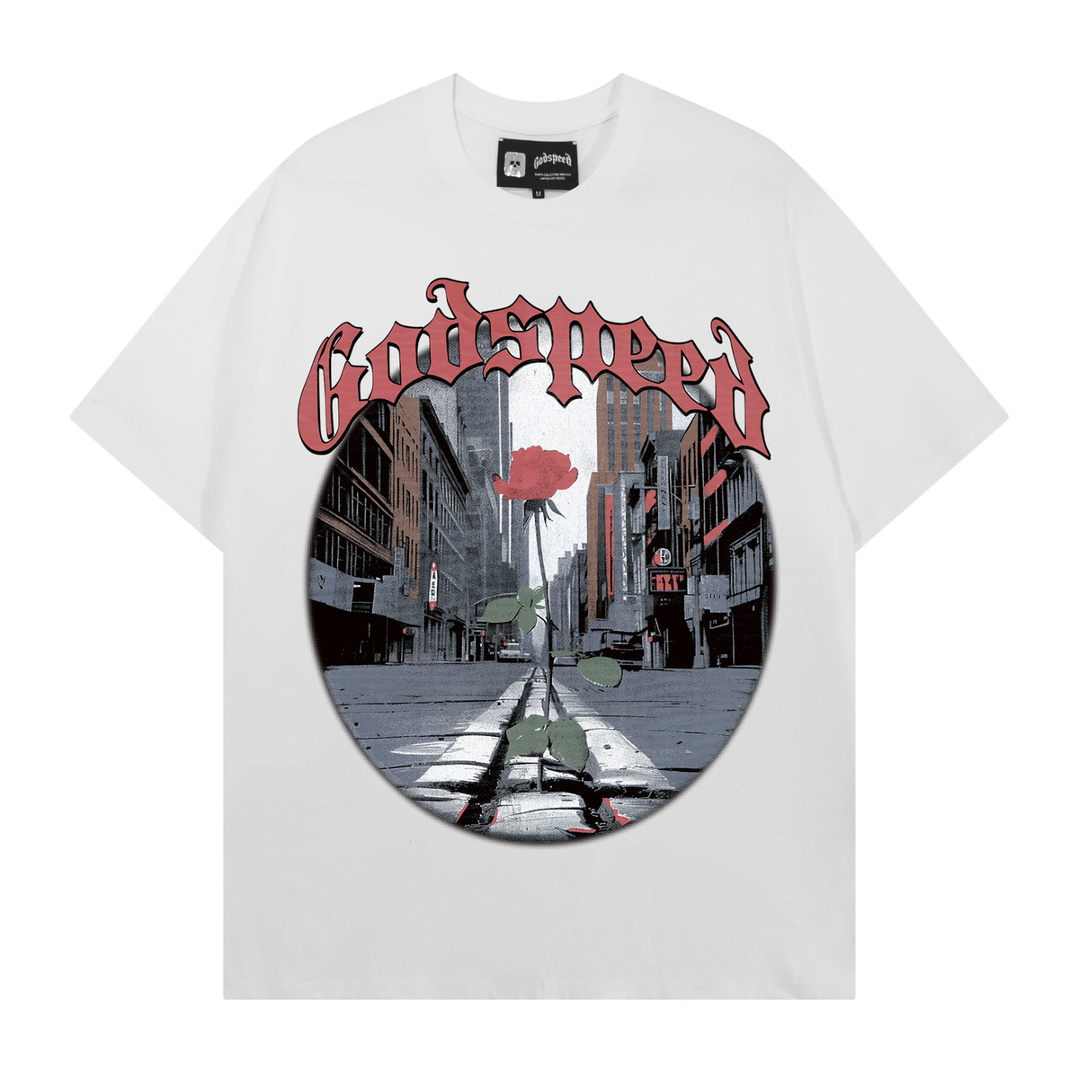 Kaylashop rendy Brand Export God&Speed Skull Letter Pattern Printed Short-Sleeved T-Shirt for Men and Women High Street Hip-Hop Half-Sleeve