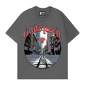 Kaylashop rendy Brand Export God&Speed Skull Letter Pattern Printed Short-Sleeved T-Shirt for Men and Women High Street Hip-Hop Half-Sleeve